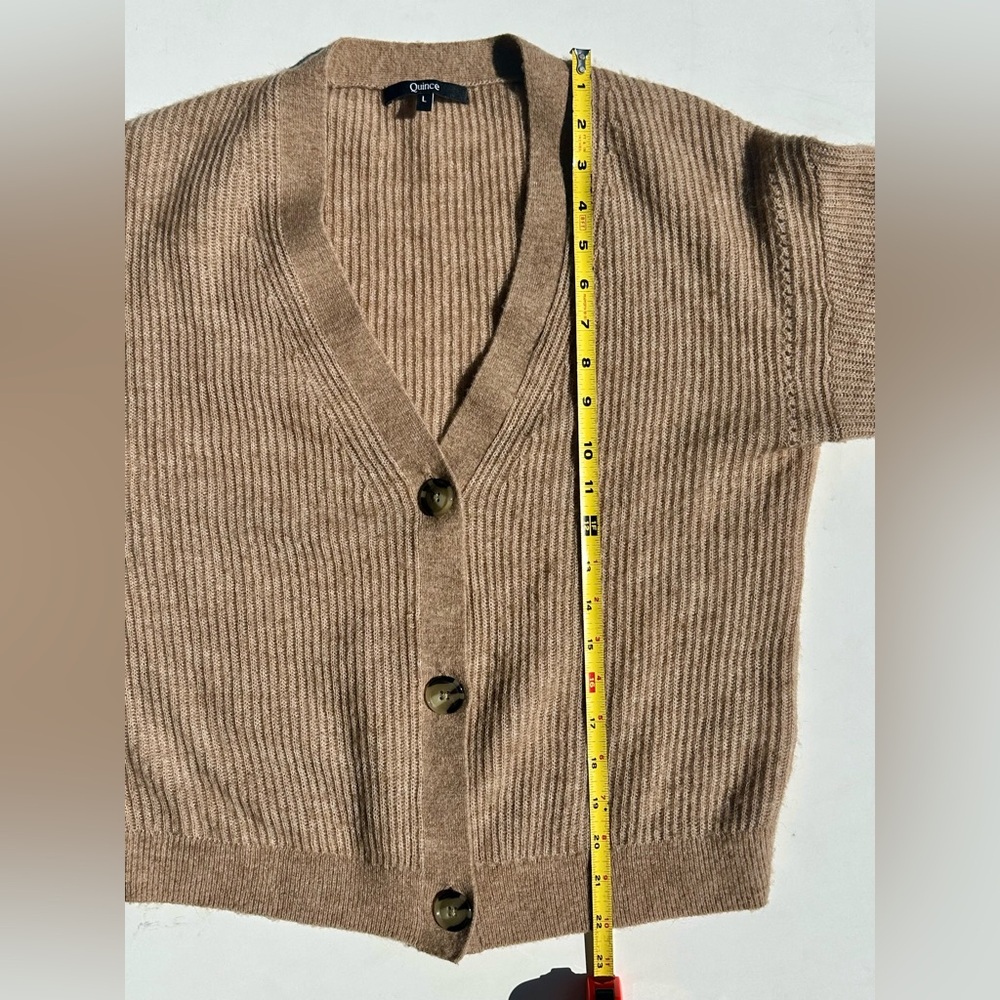 Quince Baby Alpaca-Merino Cropped Cardigan in Camel Women's Cardigan Sweater L - Picture 13 of 16